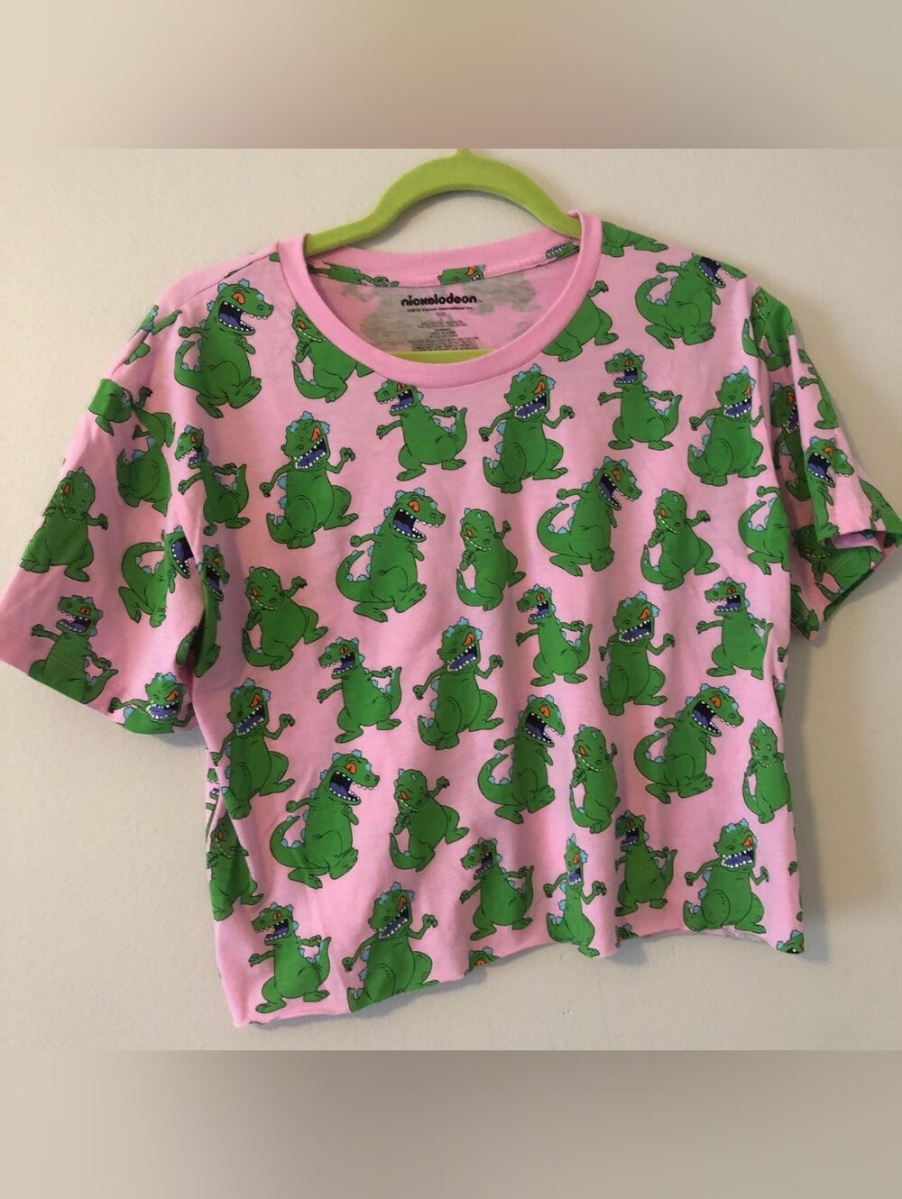 Nickelodeon Rugrats Reptar Pink All-Over Print Crop Tee